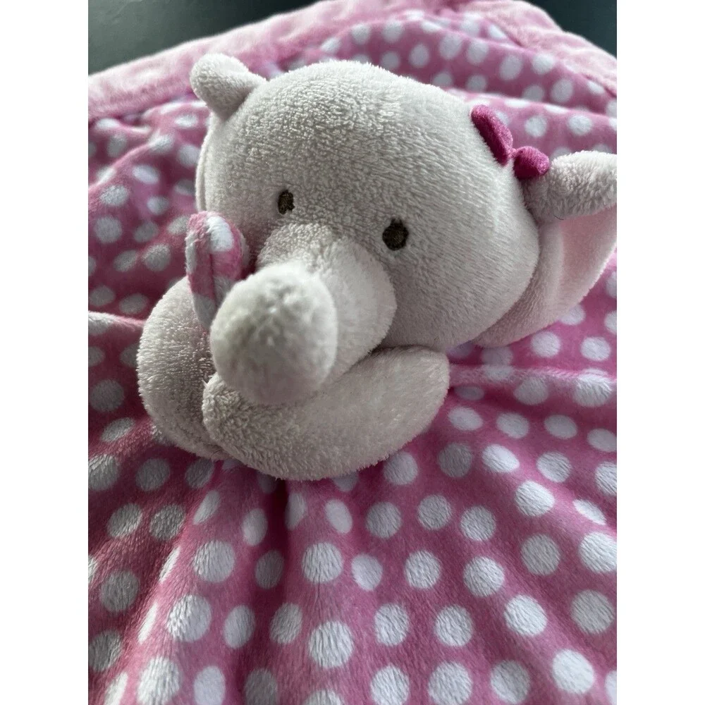 Carter's Lovey Security Blanket Pink  Polka Dot Elephant